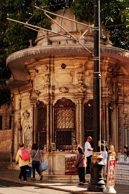 People around a Historical Landmark 