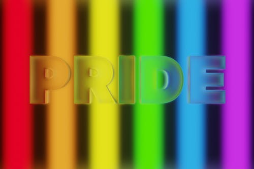 Pride Text on Colored Background