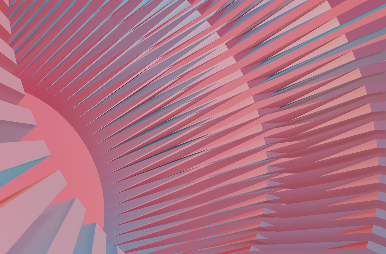 creative abstract composition with pink and blue geometric shapes form