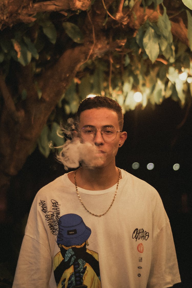 A Man Smoking Vape