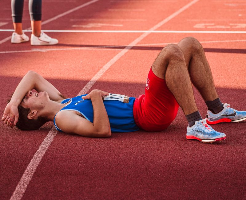 Athlete experiencing physical exertion during a fitness event