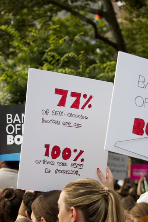 Protesters holding Placards 