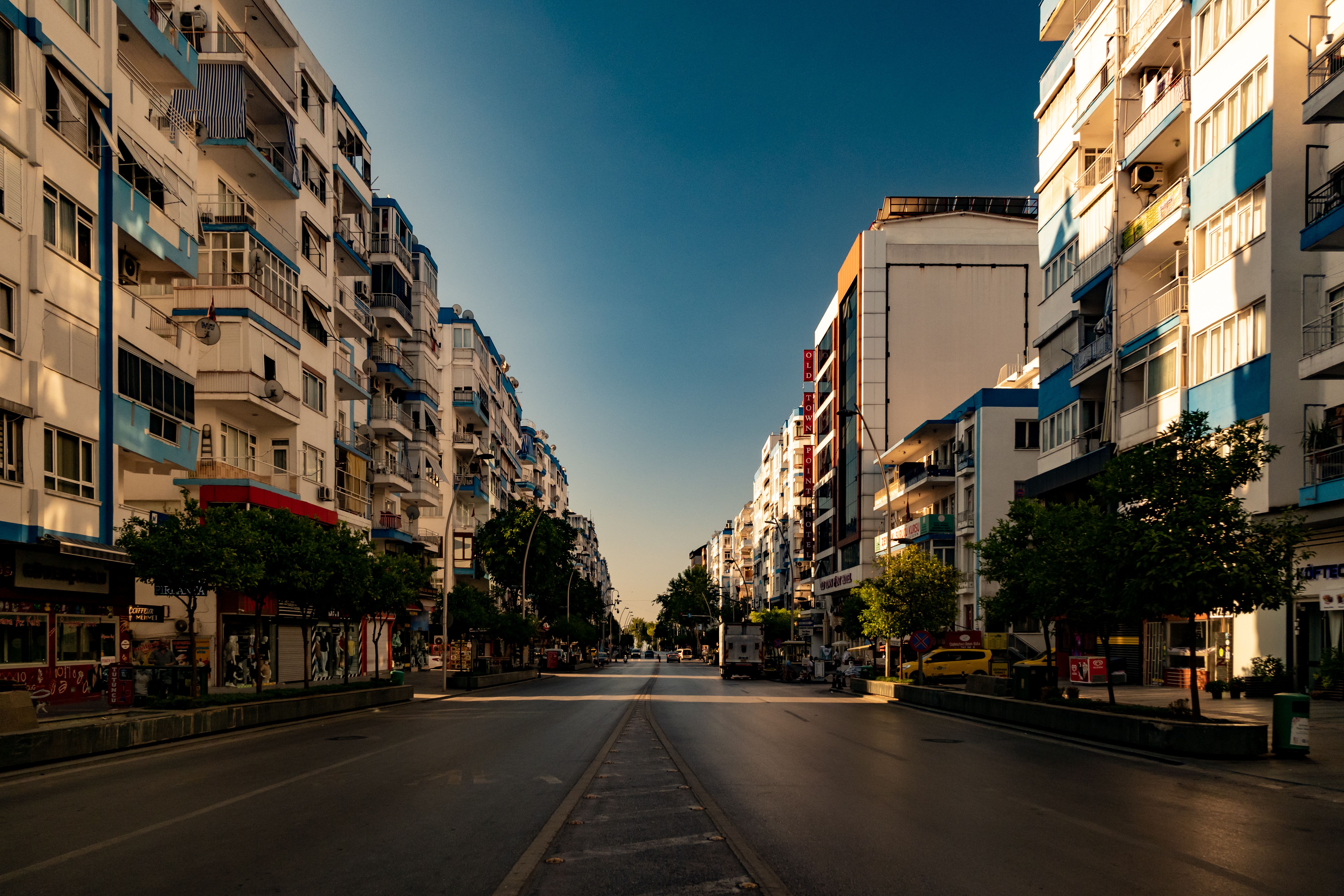 A bustling street in Tirana, Albania, on a pleasant day with people walking