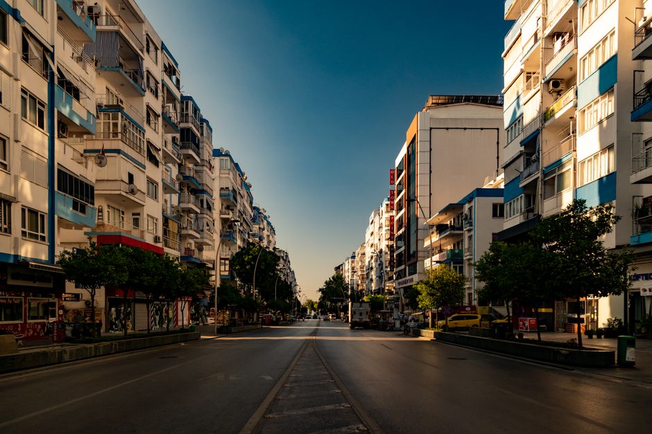 A bustling street in Tirana, Albania, on a pleasant day with people walking