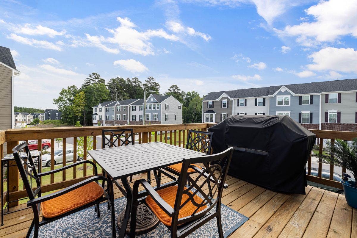 Finished wooden deck and porch