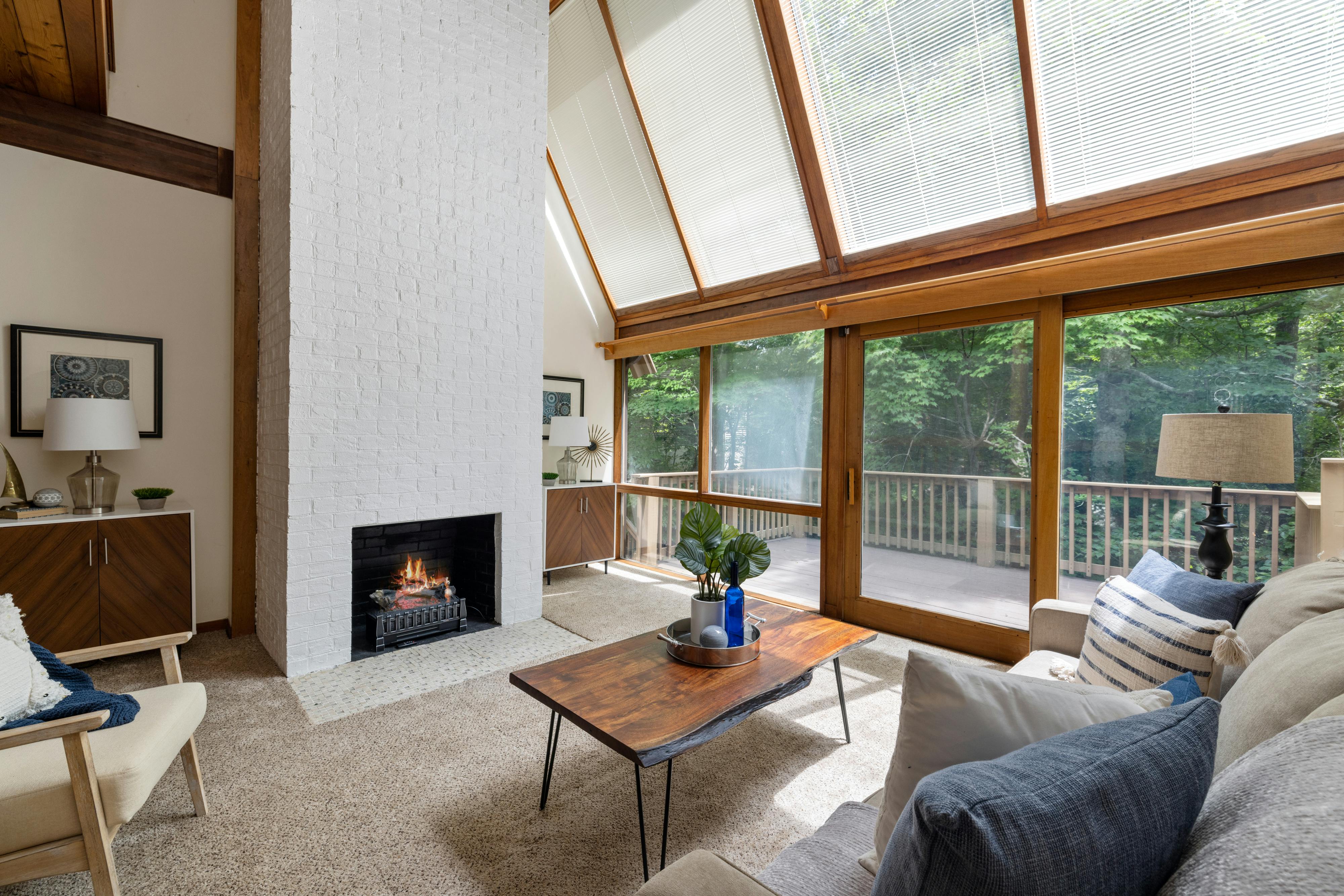 living room with outdoor terrace in house