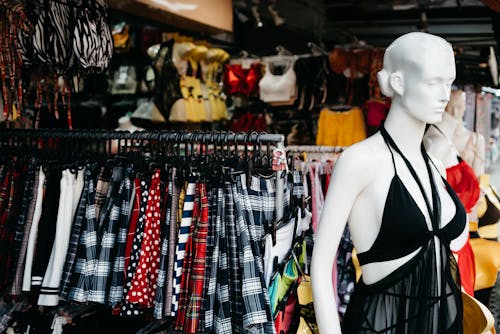 Mannequin Wearing Black Spaghetti Strap Dress