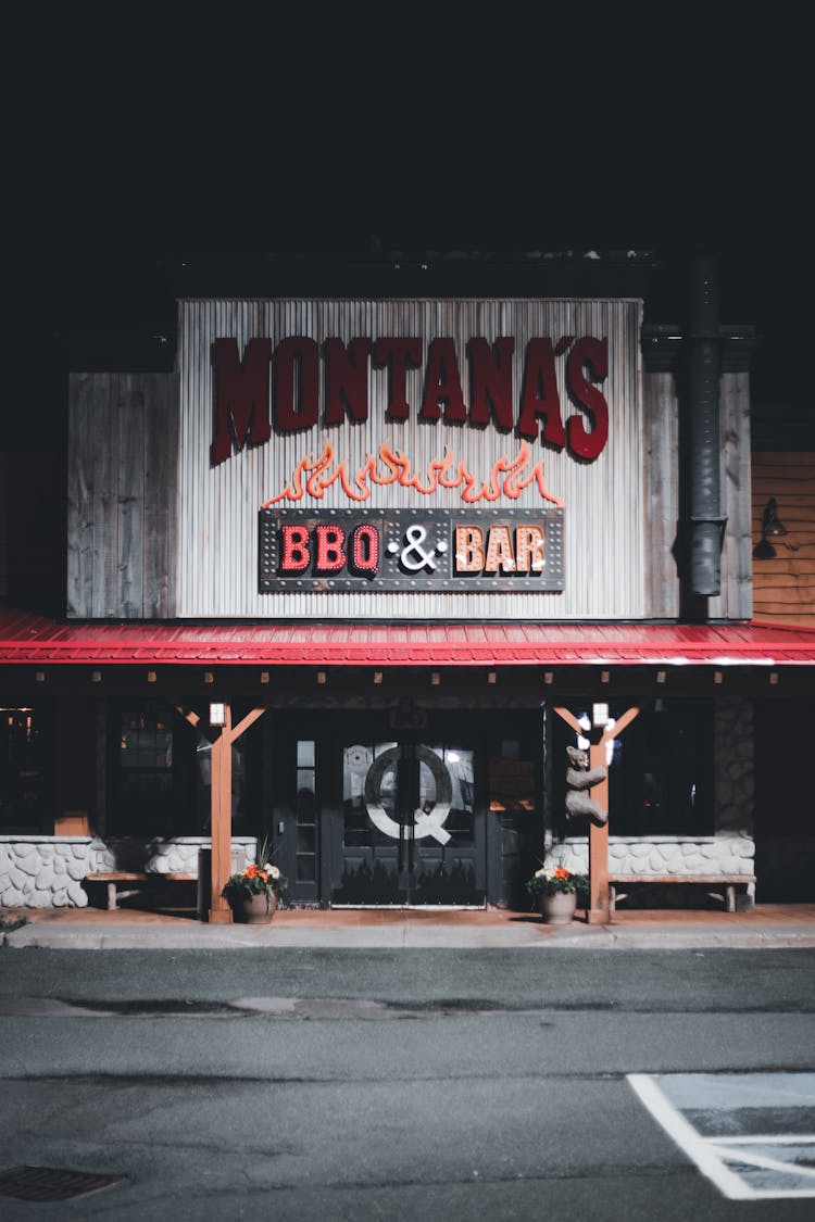 Entrance To Bar At Night