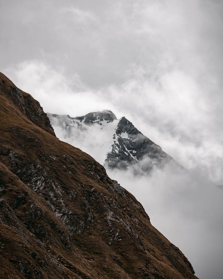 Beautiful Mountain Under White Clouds