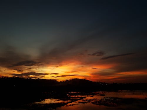 Silhouette of Mountain during Sunset