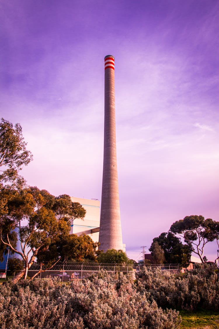 Photo Of A Big Industrial Chimney In The Middle Of The Trees