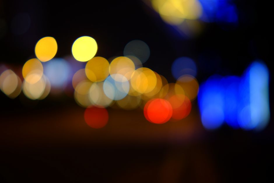 Abstract bokeh lights in vibrant colors captured during nighttime in Hà Nội, Vietnam.
