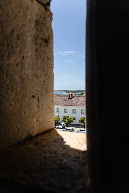 Buildings in a Town Seen From a Tunnel in Portugal 