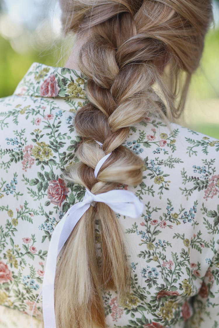 Close-up Of Braided Hair Of Blonde Woman 