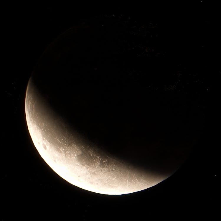 A Crescent Moon In Dark Night Sky