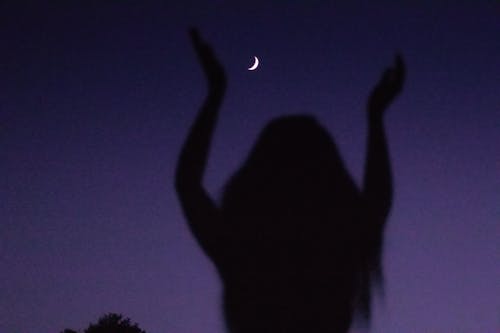 Free stock photo of crescent moon, girl, nature Stock Photo