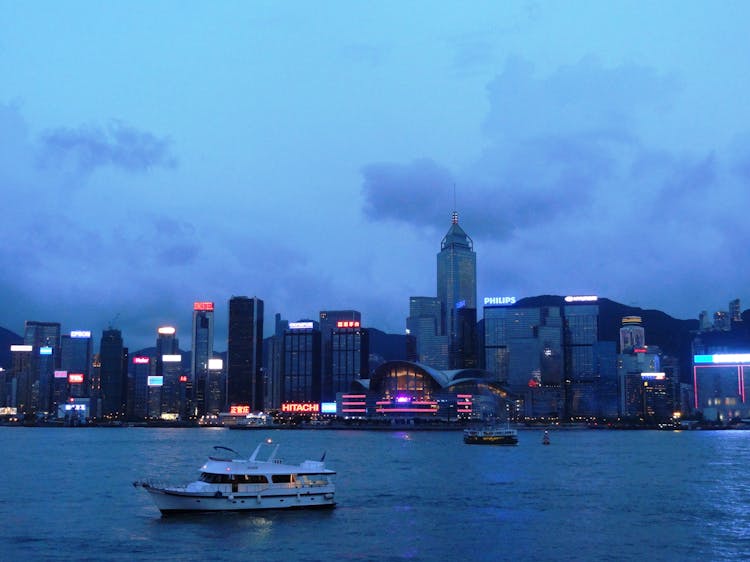 Hong Kong Skyline View From Victoria Harbor