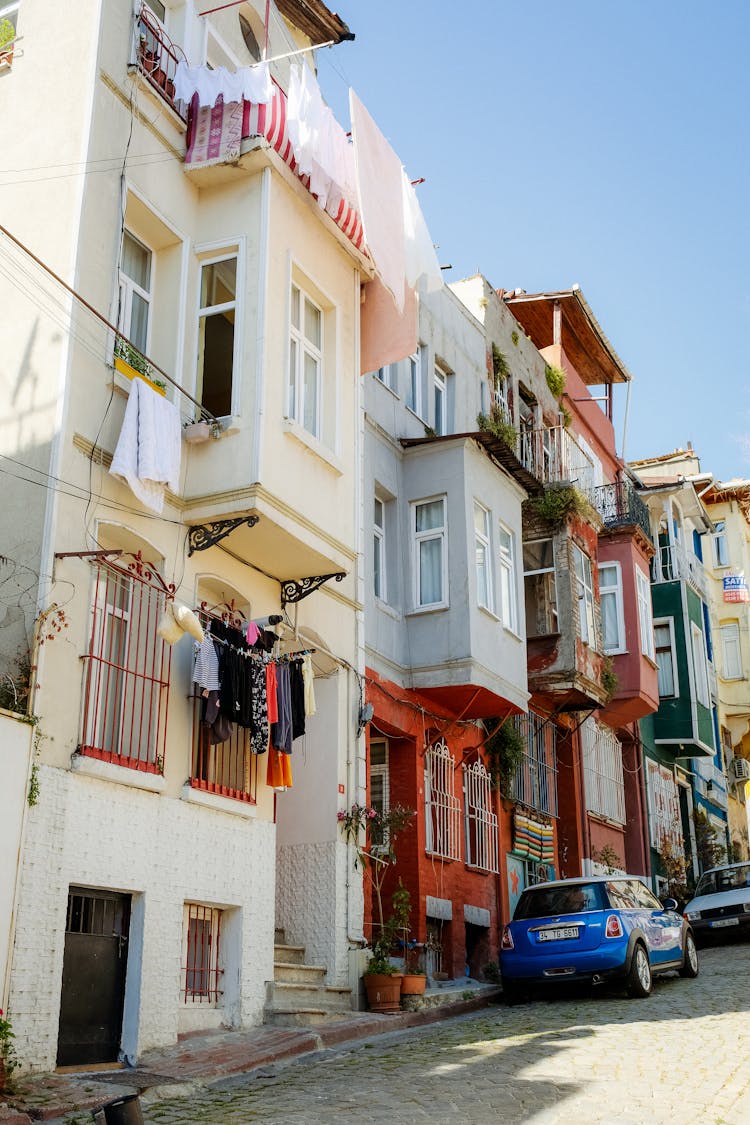 Clothes Drying On Line Above Street