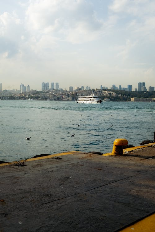 Cruise Ship Sailing off into Sea