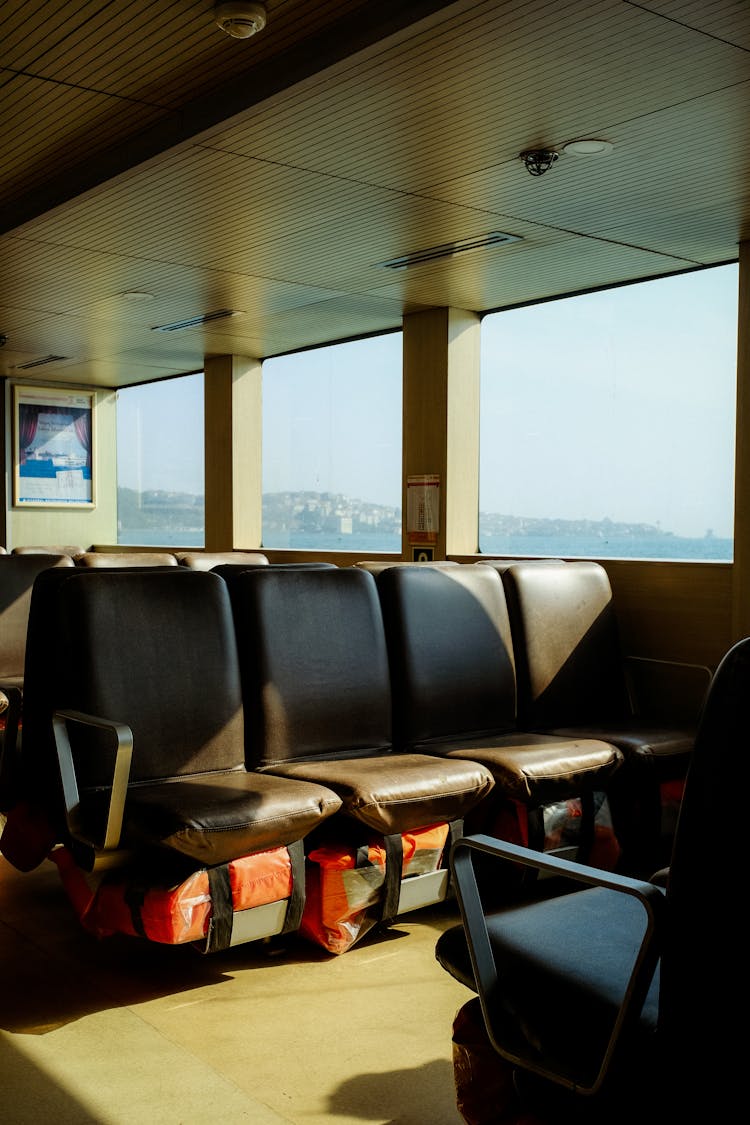 Seats On An Airport Near A Coast 