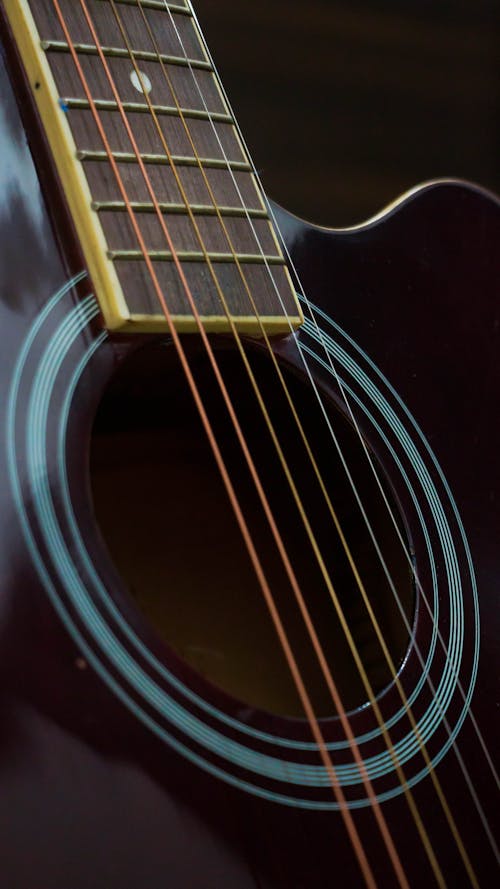 Close-Up Shot of an Acoustic Guitar