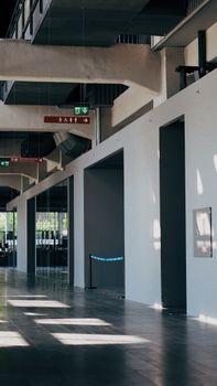 Empty hallway showcasing modern interior design in Istanbul's architecture.. empty, hallway, showcasing
