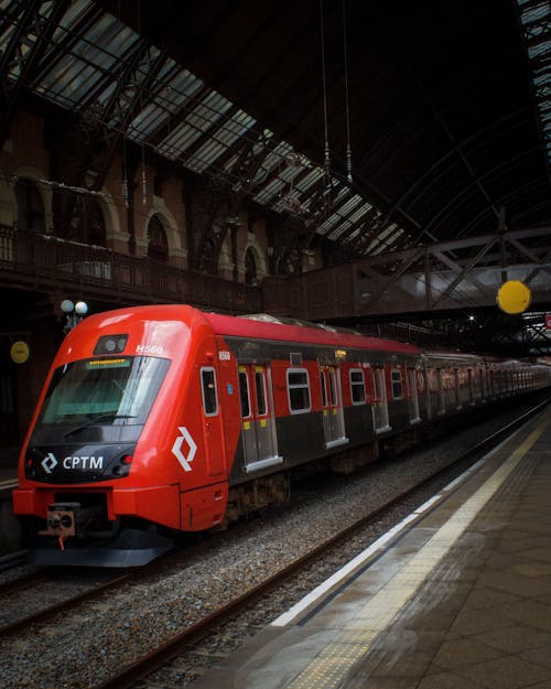 Red Train in Train Station