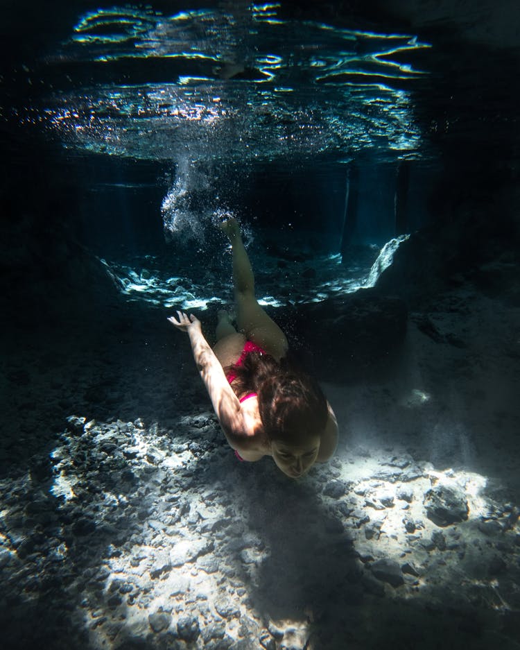 Underwater Shot Of Woman Diving