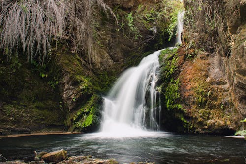 Rock Formation with Waterfall