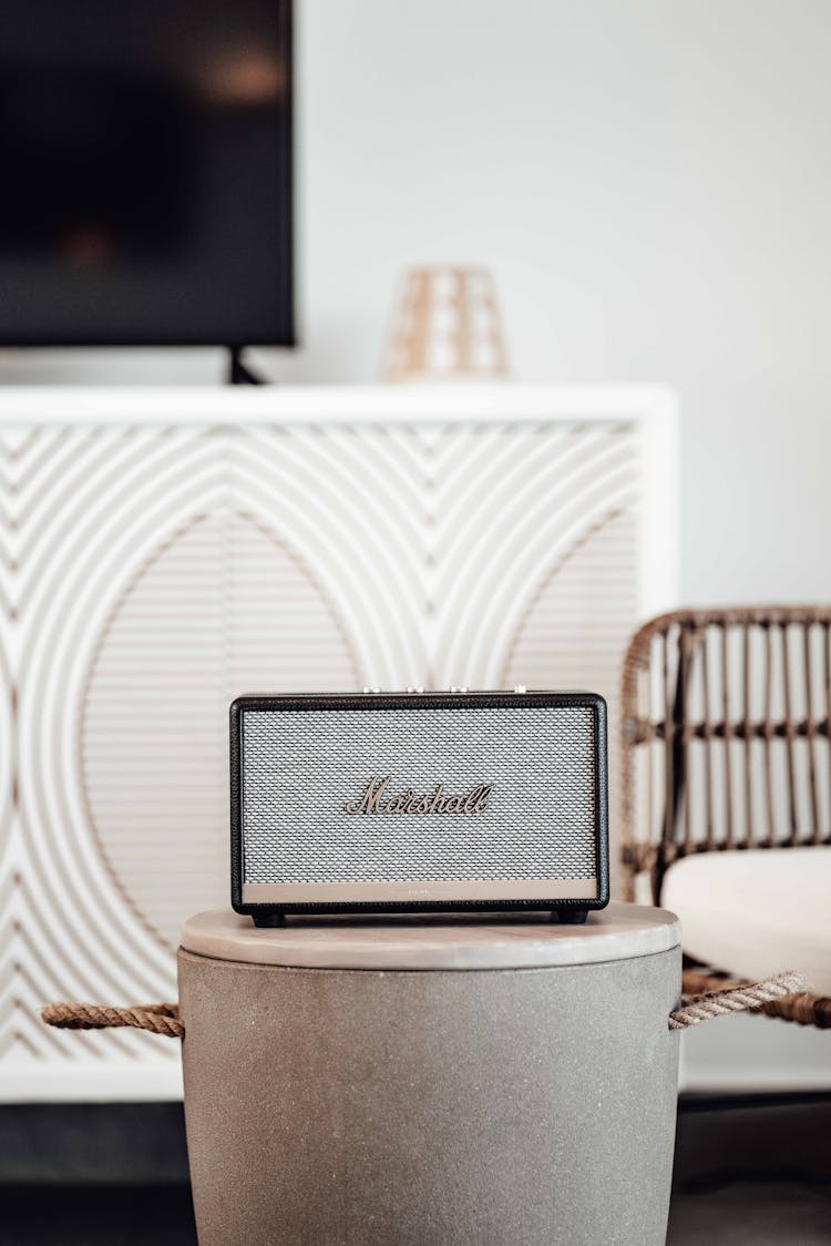 Vintage Sound Speaker On Round Table