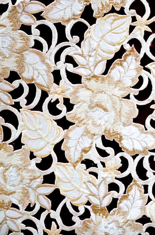 White Table Cloth with Floral Design 