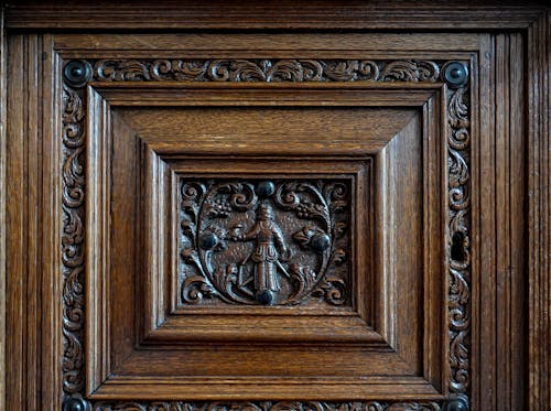 Cloe-up of Carved Details in Dark Wood 