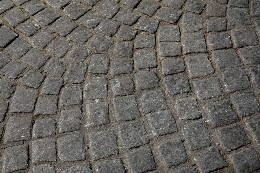Close-up of a freshly laid block-paved driveway surface