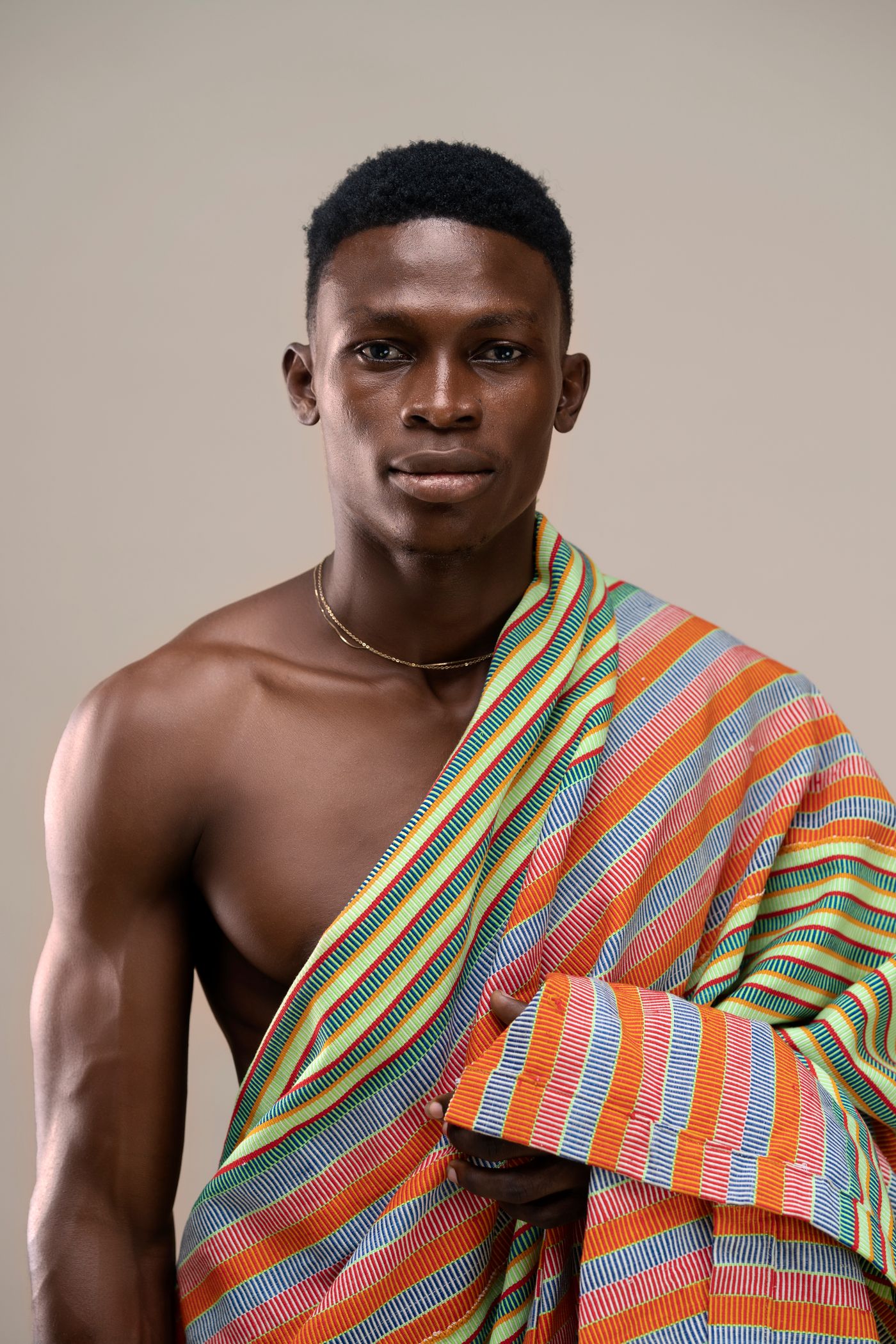Hand-loomed cloth worn in Accra.
