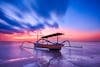 Free Brown Blue and White Wooden Boat during Orange Sunset Stock Photo
