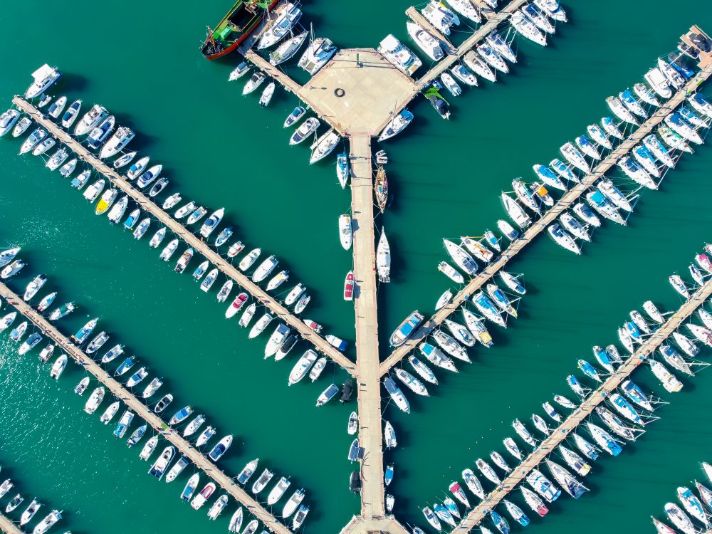 Aerial View of a Yacht Harbor · Free Stock Photo