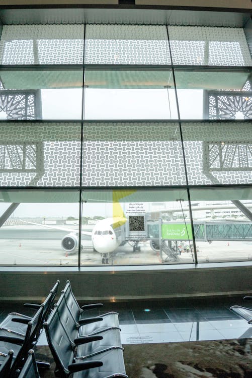 View of an Airplane From the Lounge of Airport