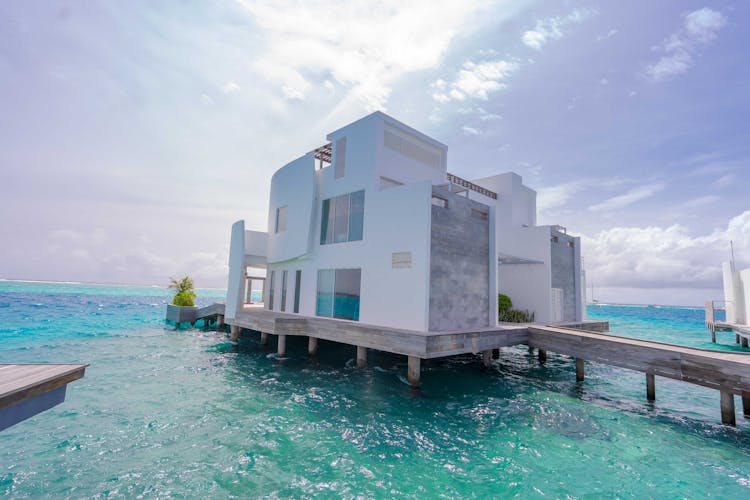 House Above Sea Water In An Island Resort