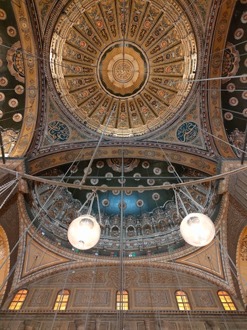 Low Angle Shot of the Ceiling of the Mosque of Muhammad Ali