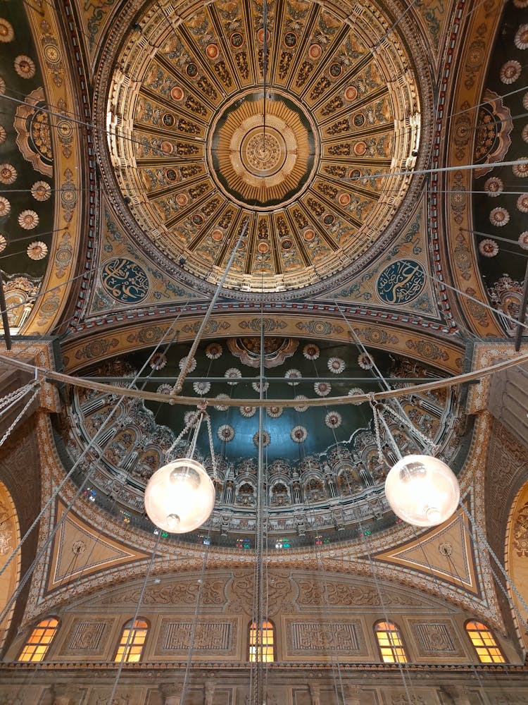 Low Angle Shot Of The Ceiling Of The Mosque Of Muhammad Ali