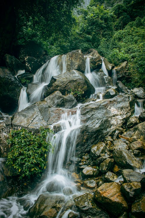 Free Water Falls on Rocky Mountain Stock Photo