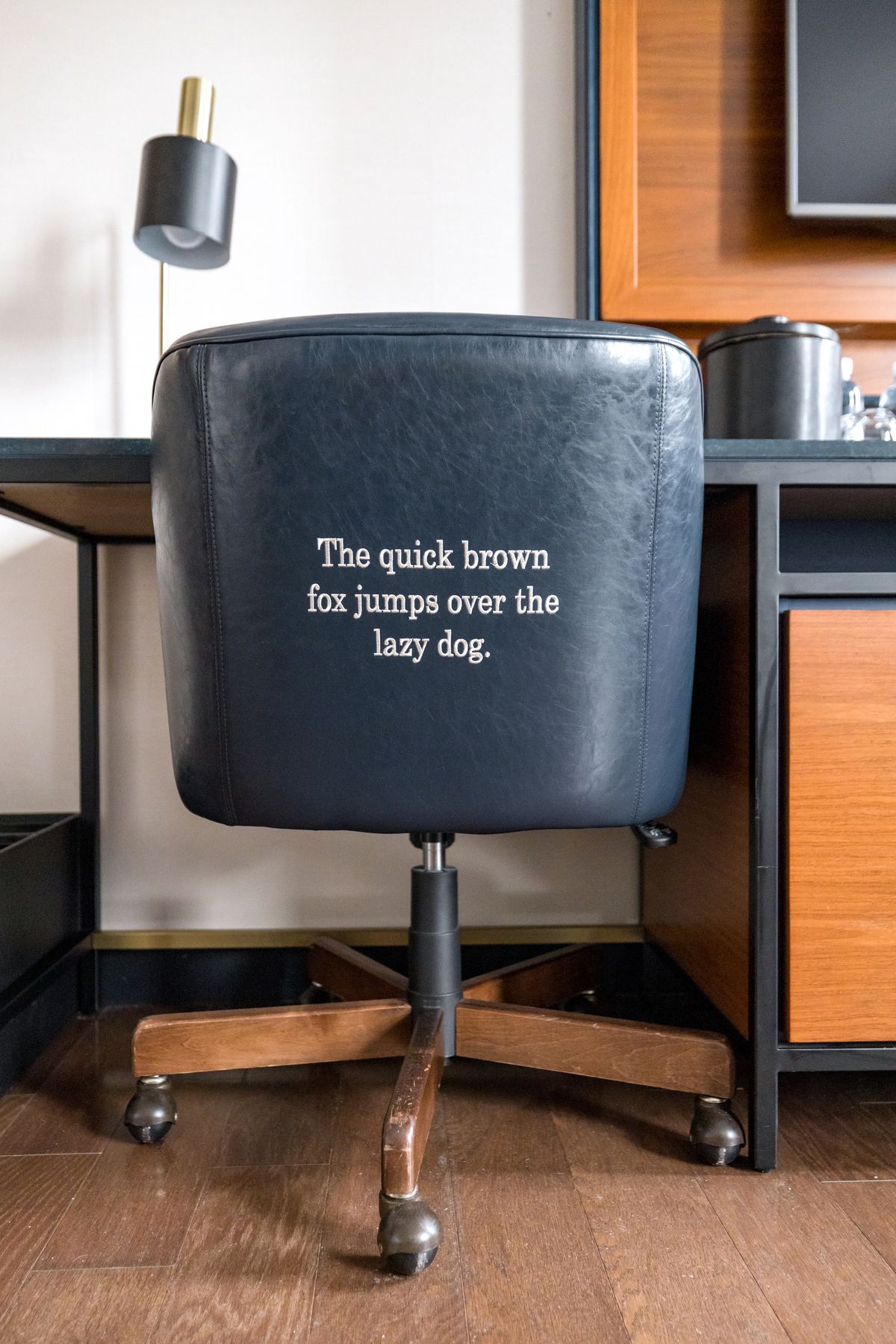 Temporary demo close-up of a black office chair
