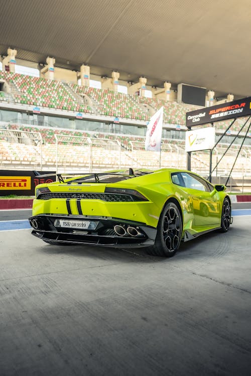 Free The Rear of a Green Lamborghini Huracan Stock Photo