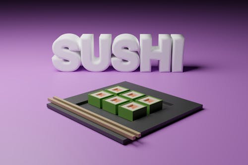 Sushi Text over Tray with Chopsticks and Boxes of Sushi