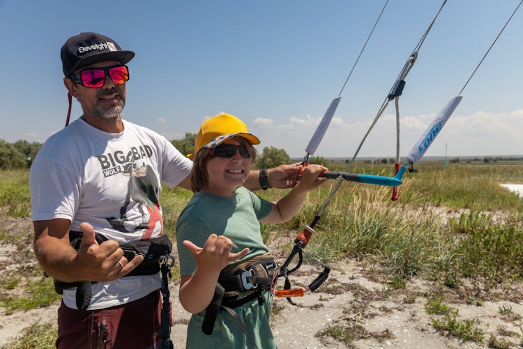 A Couple Learning Kite Surfing