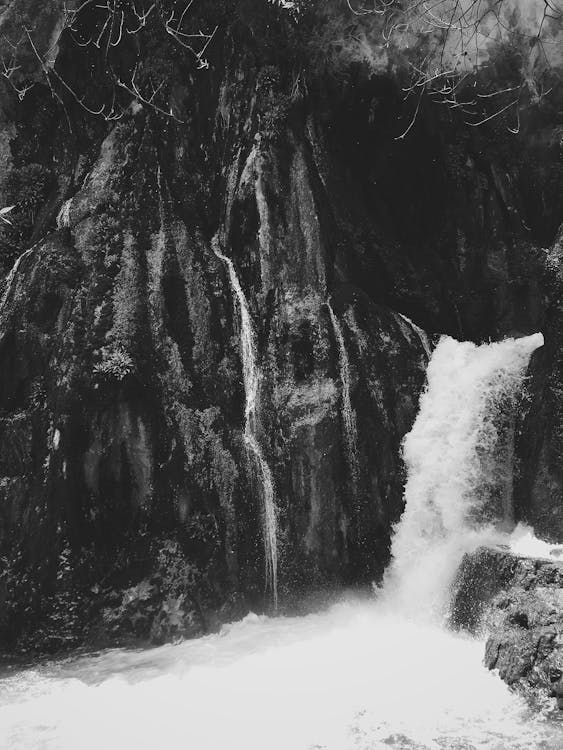 waterfall black and white drawing