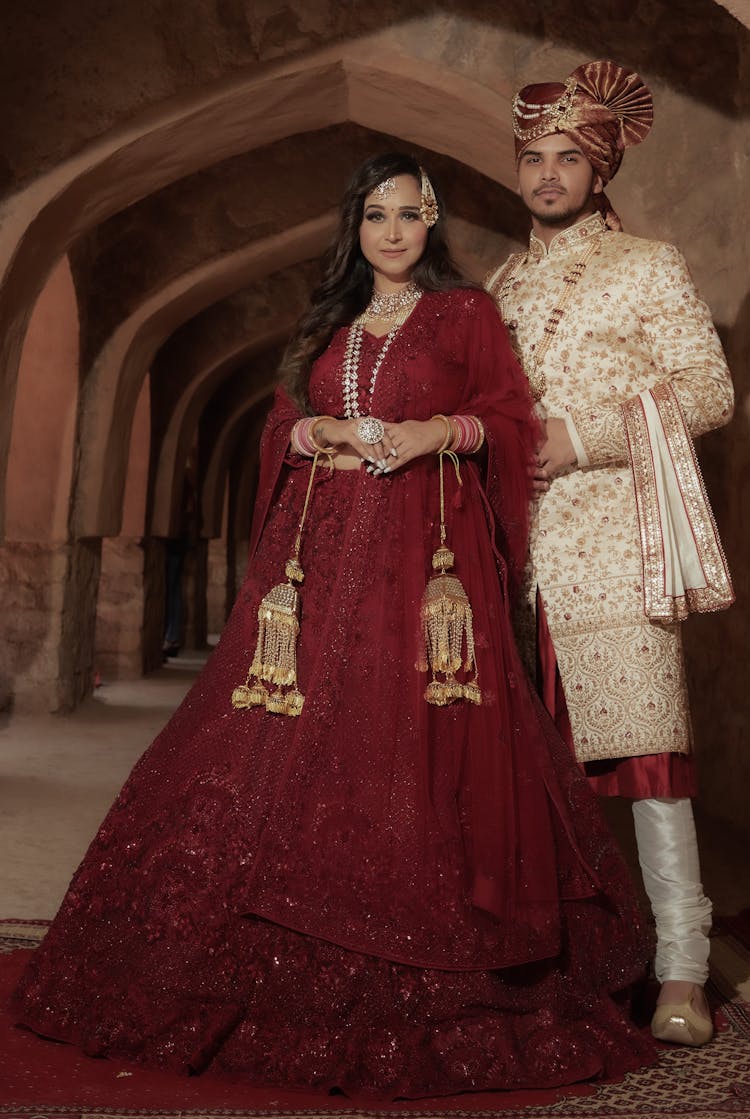 Newlyweds In Traditional Indian Clothes