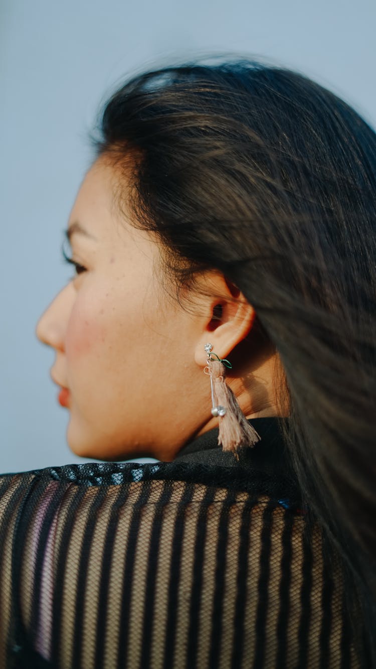 A Woman Wearing Earring