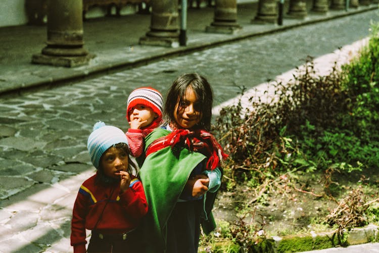 Group Of Children By Roadside