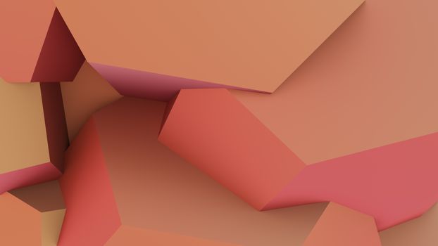 Stylish 3D render of overlapping geometric shapes in warm earthy tones, perfect for contemporary design projects.